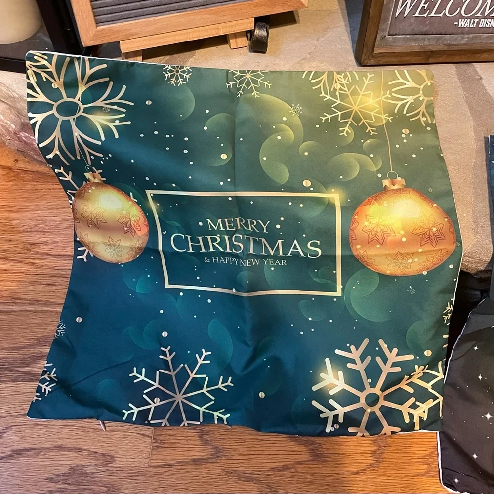 New Set of Two Christmas Pillow Cases for Indoor Outdoor